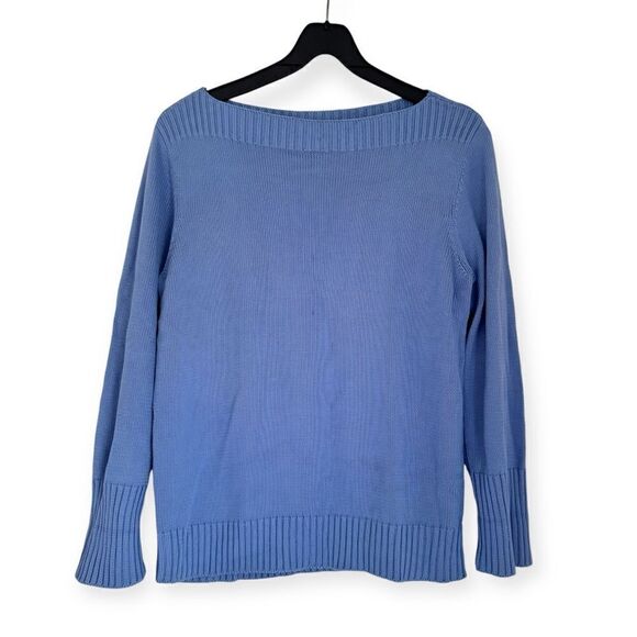 Lauren Ralph Lauren Blue 100% Silk Boatneck Top Size Large - Picture 1 of 3